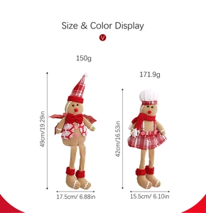 Détails de taille et couleur pour peluches bonhomme de pain d'épices de Noël en velours