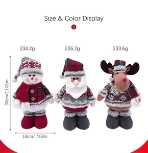 Detailed view of Christmas plush trio set with snowman, reindeer and Santa figures