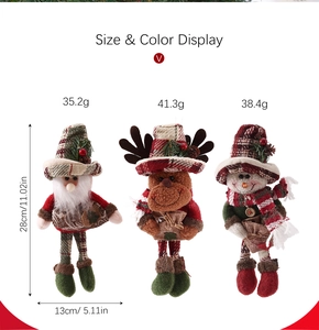 Size and weight specifications for Santa, reindeer, and snowman plush ornaments