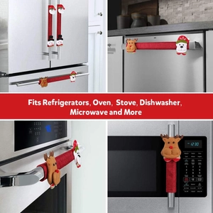 8-piece Christmas 3D doll appliance handle covers for fridge and microwave decor
