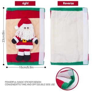 Dettaglio della copertura per maniglia natalizia con Babbo Natale 3D e velcro
