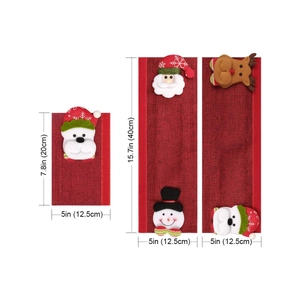3-piece set of Christmas refrigerator handle covers with 3D Santa and reindeer dolls