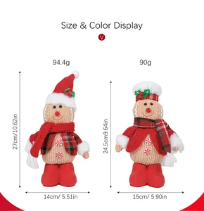 Detailed size chart showing height and weight for two Christmas gingerbread plush dolls