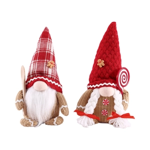 Christmas gnome doll set featuring Rudolf hats and wooden spoon holiday ornaments