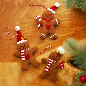 Gingerbread Man Christmas Ornaments Set Fleece Plush Hanging Decorations For Christmas Tree Home Festival Party Decor