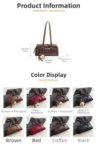 Detailed size chart and multi-color options for oil wax leather underarm pillow bag