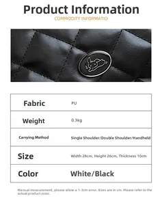 Detailed view of black quilted PU leather tote showing rabbit logo and material texture
