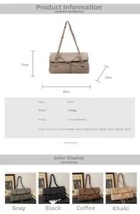 Detailed dimension chart and multi-color options for large suede shoulder tote bag