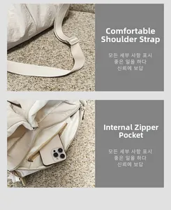 Détail du sac bandoulière en nylon avec large sangle confortable et poche intérieure zippée