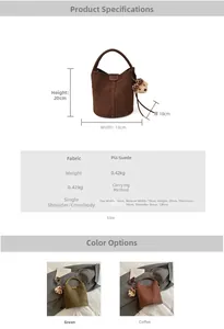 Detaillierte Größenangaben für die Vintage-Beuteltasche aus mattiertem PU-Leder