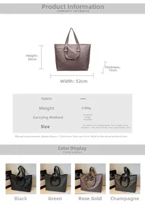 Dimensions détaillées pour un grand sac fourre-tout en nylon avec poignée et bandoulière