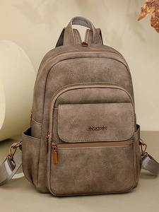 Vintage brown leather multi-functional backpack for women with spacious compartments