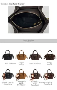 Detail view of the interior compartment and multi-color options of the women bag