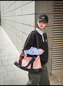Bolso de viaje rosa con separación seco-húmedo para fitness y deportes