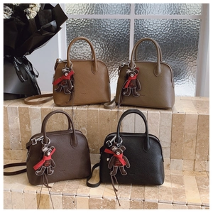Detailed set of four lychee texture shell bags in brown, green, coffee, and black tones