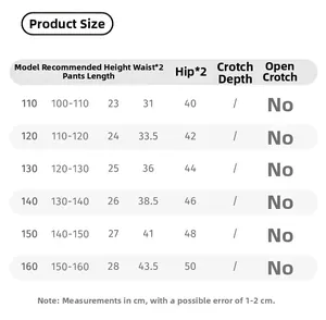 Detailed size chart for kids cargo shorts with measurements for height and waist