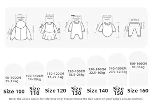 Size chart for girls plaid sleeveless dress with height and weight guide for 90-160cm