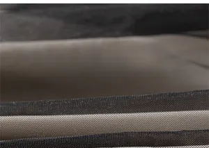 Detail view of double-layer mesh fabric and breathable lining on summer girls' dress
