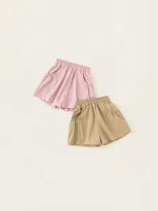 Kids Summer Casual Viscose Shorts Elastic Waist Cargo Pockets Minimalist Solid Color Bottoms For Boys Girls