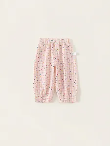 Pantalon rose à carreaux pour filles avec pois colorés et taille élastiquée