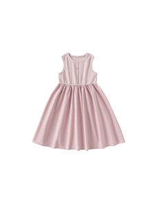 Vestito rosa senza maniche per bambine con girocollo e gonna a pieghe linea A