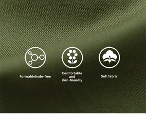 Close-up of soft army green cotton fabric texture showing fine weave and skin-friendly quality