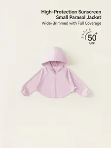 Veste légère de protection solaire enfant lilas avec capuche et indice UPF 50+
