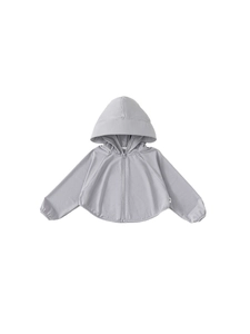 Veste légère de protection solaire grise pour enfants avec capuche et maille respirante
