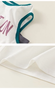 Détails du haut en tricot pour fille avec côtes contrastées et coutures à deux aiguilles