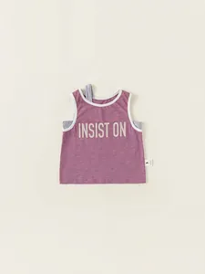 Débardeur violet pour filles en coton avec imprimé INSIST ON et effet de double bretelle