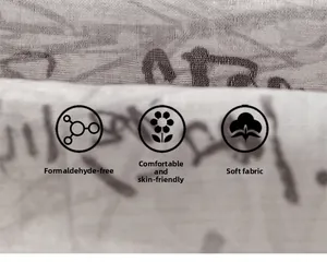 Détail du tissu en maille douce montrant la texture et la sécurité sans formaldéhyde