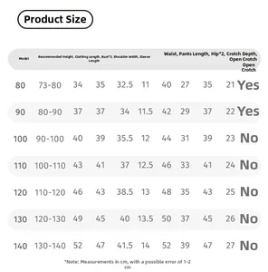 Guide des tailles détaillé pour ensemble d'été garçons style chinois 80-140 cm