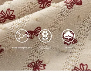 Close-up of soft cotton fabric with floral embroidery and textured swiss dots detail