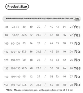 Tableau des tailles détaillé pour ensemble fille top sans manches et pantalon large avec mesures
