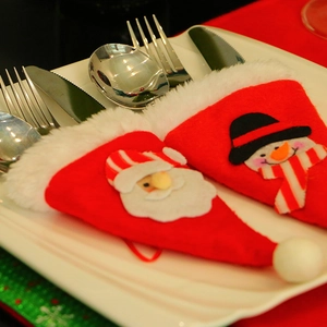 Portaposate festivi con Babbo Natale e pupazzo di neve in feltro per decoro natalizio