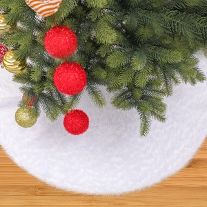 Pure White Faux Fur Christmas Tree Skirt Soft Plush Non-woven Fabric Round Tree Base Cover Floor Mat For Holiday Decoration