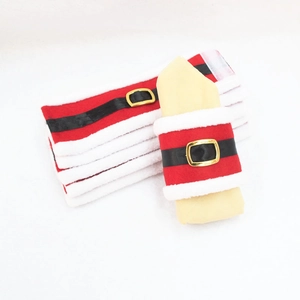 Santa suit style Christmas napkin rings with red felt, white fur and gold buckle