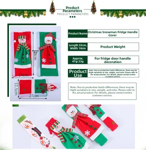 Detailansicht der Weihnachts-Schneemann-Griffbezüge für Mikrowelle und Kühlschrank in Rot