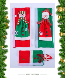 Juego de 3 fundas navideñas para manijas con muñecos de nieve 3D para horno y refrigerador
