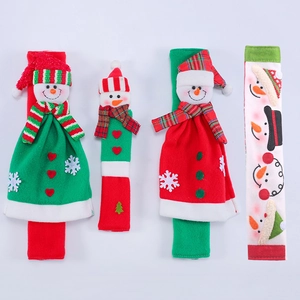 Fundas navideñas de muñeco de nieve para asas de microondas en felpa roja y verde