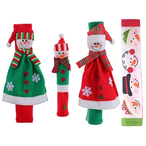 Fundas navideñas para manijas de microondas y nevera con diseño de muñeco de nieve