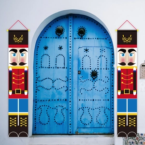 Bannière de Porte de Noël Soldat Casse-Noisette en Tissu Oxford Décorations de Noël Extérieures pour Maison et Fête