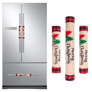Christmas Refrigerator Handle Covers Cloth Plaid Design Tree Truck Patterns For Kitchen Appliances Fridge Protection Home Decor