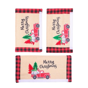 Christmas microwave handle covers with Gnome truck design and buffalo plaid accents