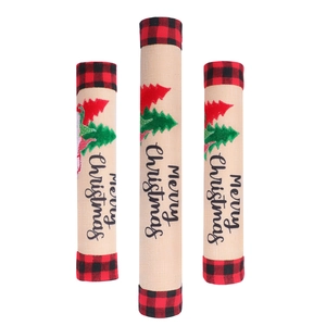 Christmas microwave handle covers set with red plaid trim and Merry Christmas tree print