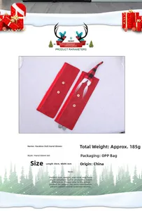 Detailed view of Gnome handle covers showing size 30x4cm with red festive fabric