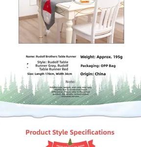 Runner da tavola natalizio Rudolph 170x34cm con design nordico di gnomi della foresta