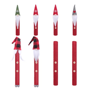 Set of 6 Christmas gnome handle covers for microwave and fridge featuring red and grey hats