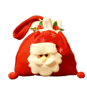 Sac cadeau de Noël Père Noël avec poignée rouge et motifs de flocons pour enfants
