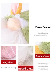 Detail shots of Easter gnome doll featuring green knit hat and soft white plush beard
